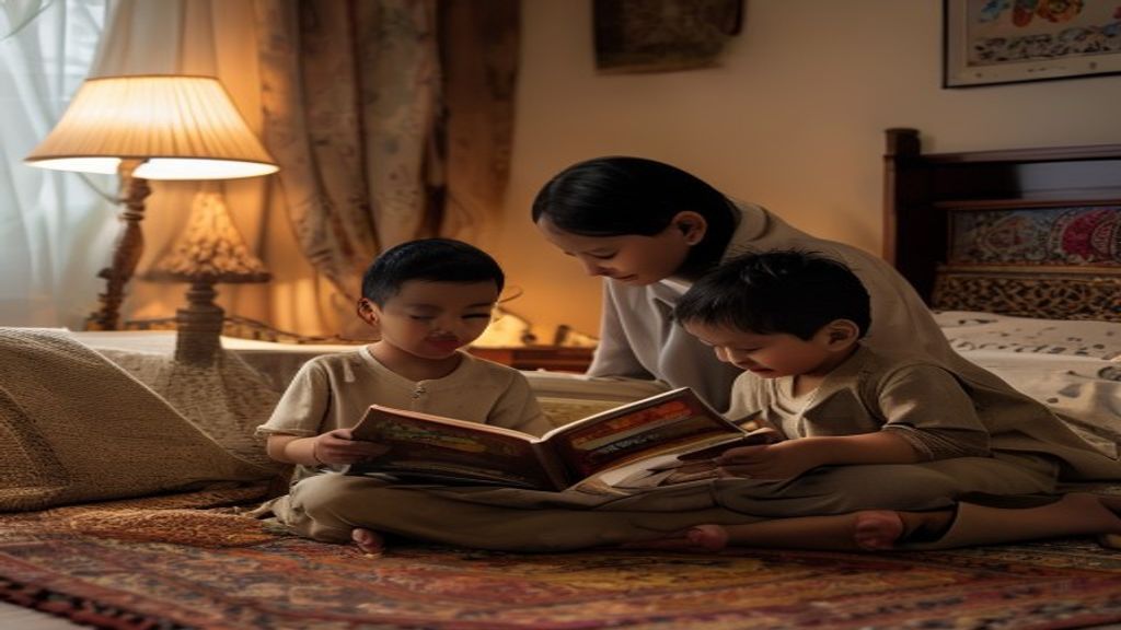 Ilustrasi cerita kisah Islam menampilkan nabi dan sahabat dalam latar sejarah yang inspiratif